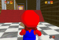 An invisible wall in the game Super Mario 64.