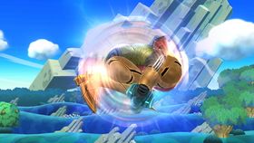 Samus Aran's Screw Attack in Super Smash Bros. for Wii U.