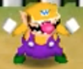 Wario pressing up against the cutout he is hiding behind