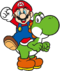Mario riding on Yoshi
