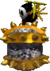 Sprite of a black Shy Guy carrying a spiked stone in Yoshi's Story