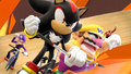 Wario, Waluigi, Shadow and Dr. Eggman completing Team Pursuit.
