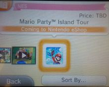 An error on the Nintendo eShop, accidentally listing Mario Party: Island Tour as an NES title.