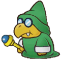 A Green Magikoopa from Paper Mario: The Thousand-Year Door.