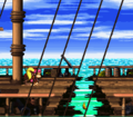 A gap in the ship that leads down to the first Bonus Level