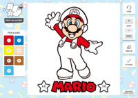 Coloring Mario in a paint-by-number activity