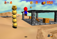 Mario encountering a Pokey in Super Mario 64