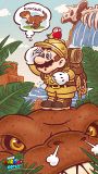 Mario with explorer outfit and hat in the Cascade Kingdom, for September.
