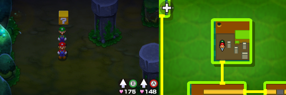 Block 28 in Blubble Lake of Mario & Luigi: Bowser's Inside Story + Bowser Jr.'s Journey.