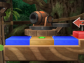 A Barrel Cannon in DK's Treetop Temple in Mario Party 8