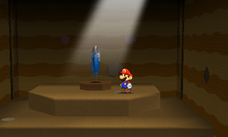 Mario near the Mini Vacuum Thing in Jungle Rapids of Paper Mario: Sticker Star.