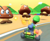 Thumbnail of the Larry Cup challenge from the 2020 Trick Tour; a Goomba Takedown challenge set on SNES Mario Circuit 2 (reused as the Baby Mario Cup's bonus challenge in the Snow Tour and the Kamek Cup's bonus challenge in the 2021 Holiday Tour)
