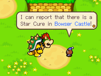 Private Goomp talking to Bowser about one of the Star Cures in Blubble Lake
