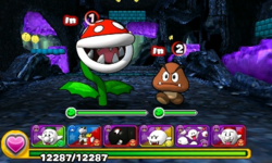 Screenshot of World 2-5, from Puzzle & Dragons: Super Mario Bros. Edition.