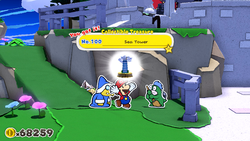 Mario collecting a Collectible Treasure of the Sea Tower