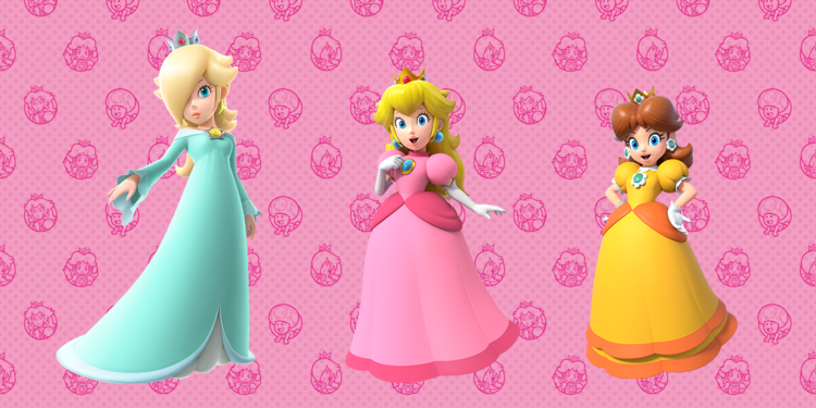 Picture of Rosalina, Princess Peach, and Princess Daisy shown with the third question in the Mushroom Kingdom pop quiz