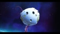 The Moon, moments before it falls to apocalyptic doom, in Yoshi and the Mysterious Book