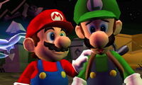 Mario with Luigi after the final boss fight.