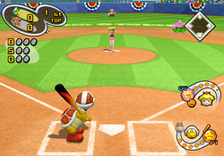 Fire Bro batting in Mario Superstar Baseball