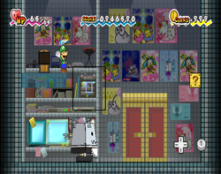 Luigi using Fleep to uncover the Tiptron Super Card in Fort Francis of Super Paper Mario.
