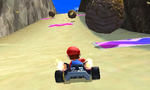 An early image of Mario driving up the mountain