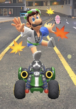 Luigi (Happi) performing a trick.