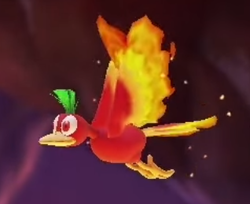 A fire bird in Mario vs. Donkey Kong for Nintendo Switch