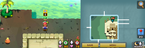 Second block in Oho Oasis of Mario & Luigi: Superstar Saga + Bowser's Minions.
