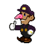 Paper Waluigi giving a thumbs up