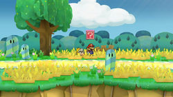 Second block in the Petal Meadows in the remake of Paper Mario: The Thousand-Year Door for the Nintendo Switch.