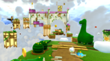 A screenshot of Cloudy Court Galaxy during the "Head in the Clouds" mission from Super Mario Galaxy 2.