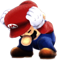 Artwork of Mario performing a crouch from Super Mario Galaxy.