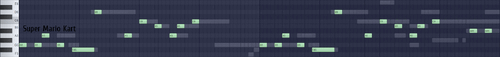 A comparison of the notes from various arrangements of "Super Mario Kart Title Screen"