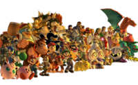 The full cast of fighters in Super Smash Bros. Brawl.