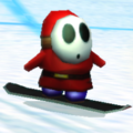 A Shy Guy Snowboarder from Mario Kart Wii