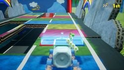 Solar Zoom, the third level of Cheery Valley in Yoshi's Crafted World.