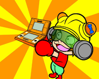 Screenshot of 9-Volt showing off his Game & Watch from WarioWare: Smooth Moves