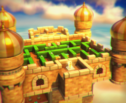 The illustration of Double Cherry Palace in Captain Toad: Treasure Tracker.
