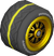 The StdWii_BlackYellow tires from Mario Kart Tour