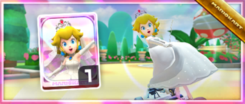 Peach (Wedding) from the Spotlight Shop in the Princess Tour in Mario Kart Tour