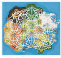 World map with roads connected between the courses