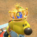 Wiggler wearing the blue crown in Mario Kart World