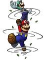 Mario and Luigi performing a Spin Jump
