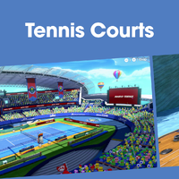 Cover image for the Tennis Courts playlist for Mario Tennis Aces on Nintendo Music.