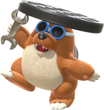 Rocky Wrench from the Mario Kart WorldCharacter Select screen.