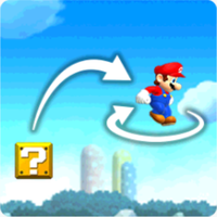 Image of Mario performing the Midair Spin in the "Tips and Tricks" section of Super Mario Run