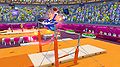 Sonic competing on the Uneven Bars.