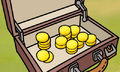 Money inside the opened suitcase