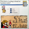 "What kind of writing is found on Egyptian tombs?"