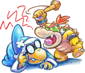 Artwork of Kamek and Baby Bowser, from Yoshi's New Island.